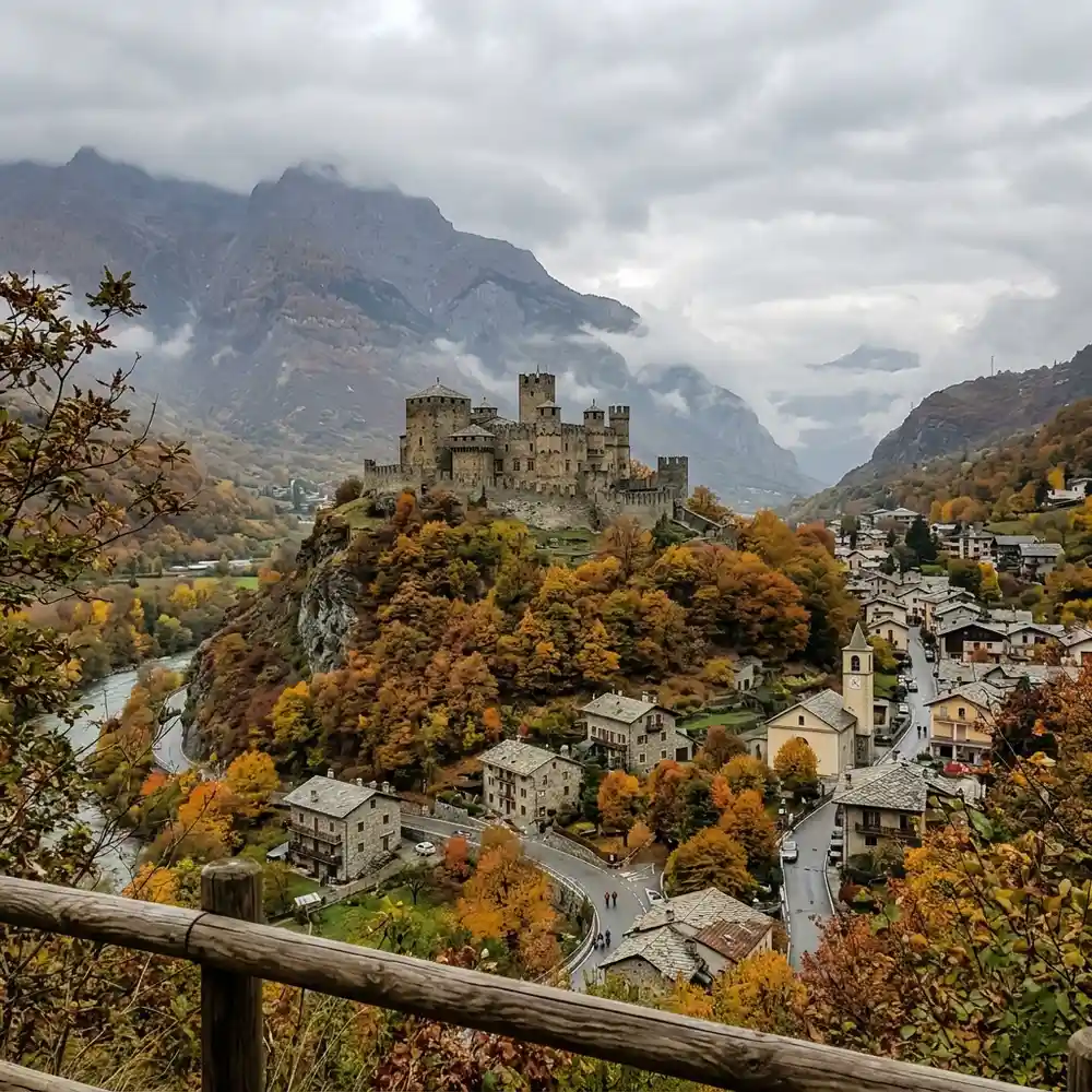 Castello storico sulle colline valdostane