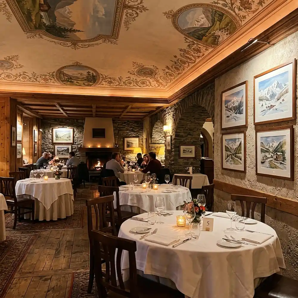 Sala ristorante raffinata e affrescata